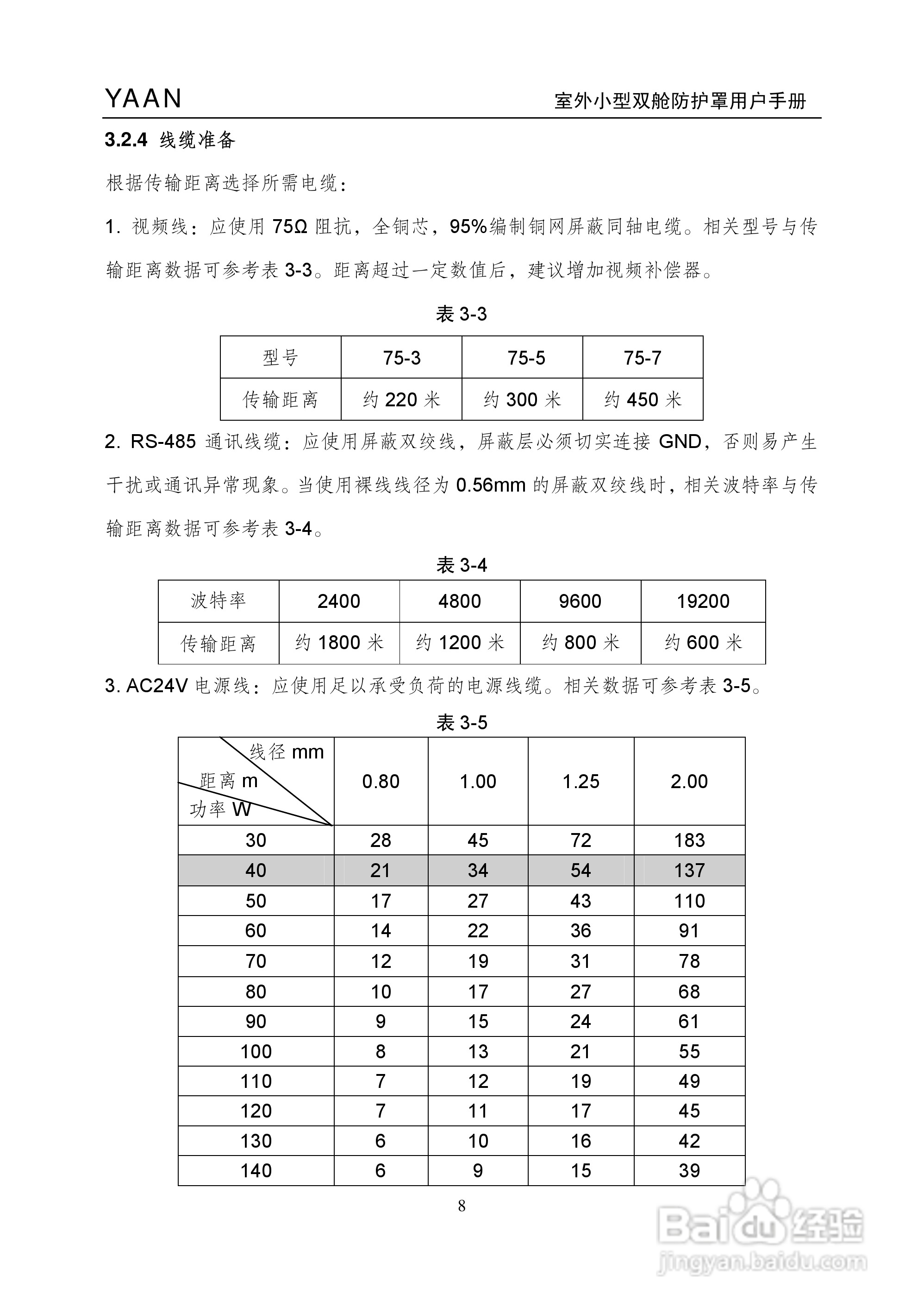 亚安YA4211室外小型双舱防护罩用户手册