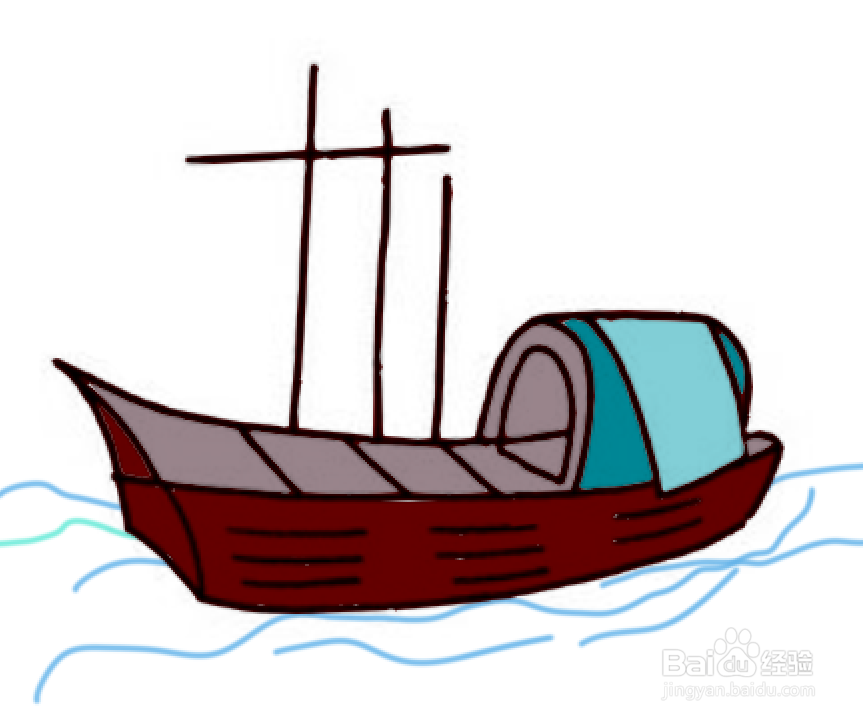 古代小船简笔画渔船图片