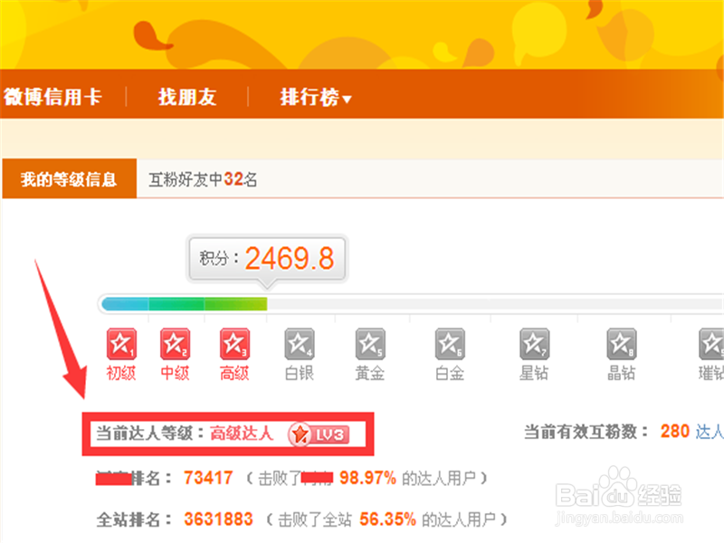 怎么查看自己新浪微博达人的排名