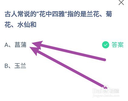 古人常说的花中四雅指的是兰花、菊花、水仙和