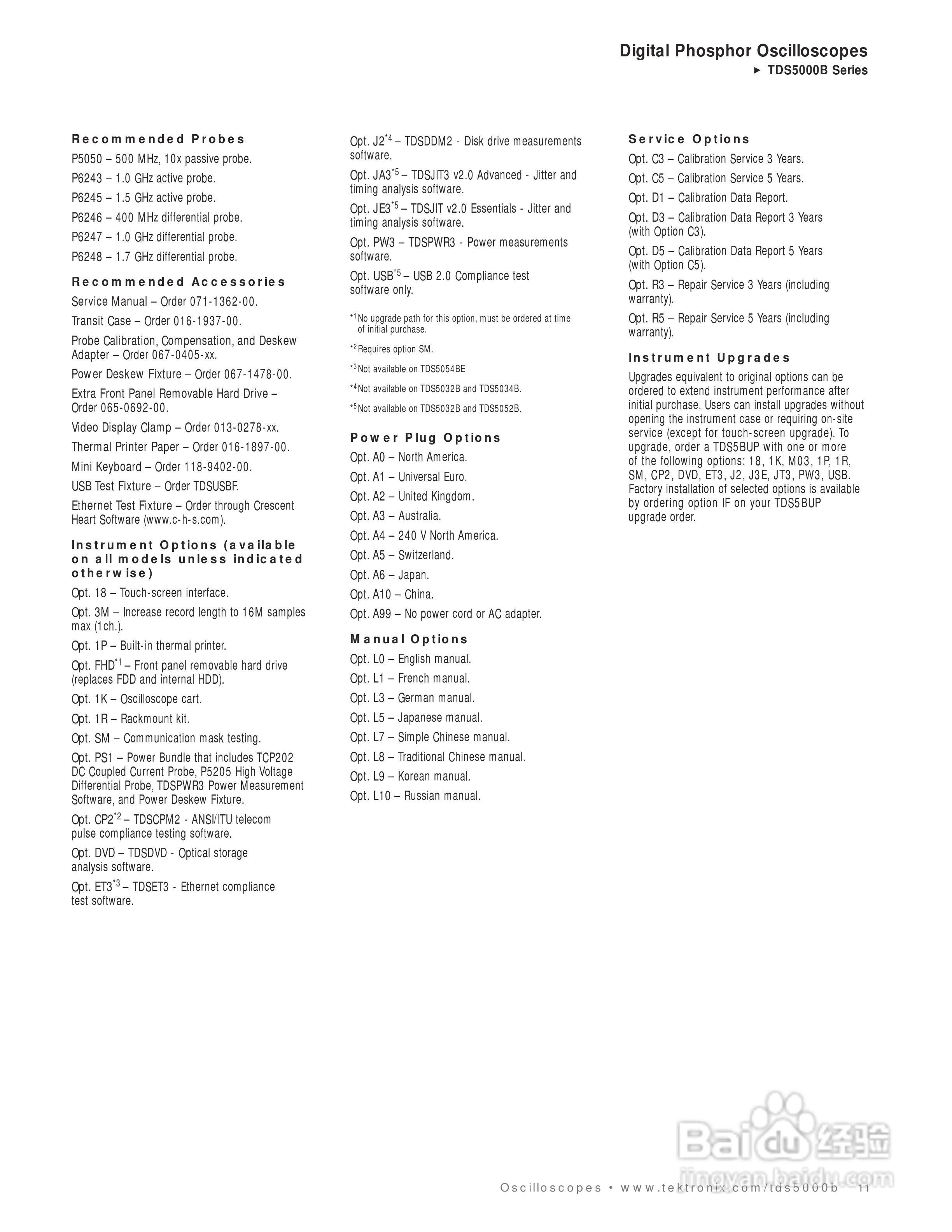 Tektronix TDS5000B系列示波器说明书