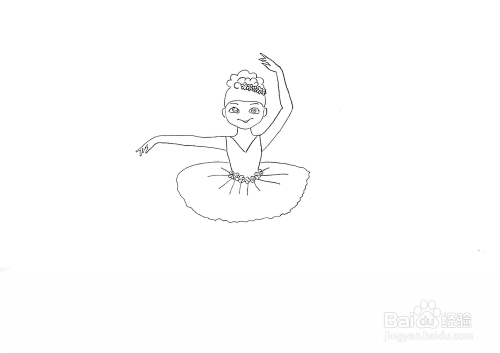 练习芭蕾舞的小女孩简笔画