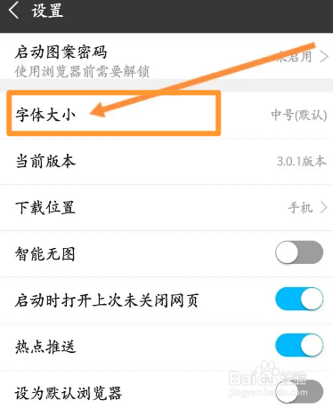 私密浏览器软件中怎么修改字体的大小