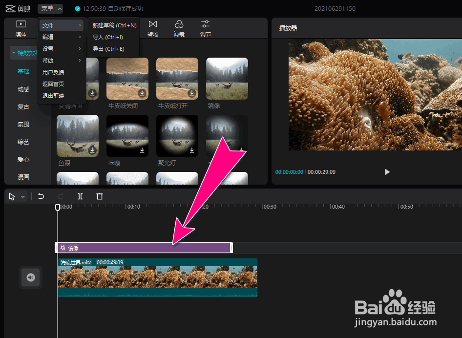 怎么用剪映工具将视频画面进行左右镜像效果处理