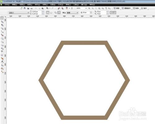 啟動軟件,新建文件,畫一個正的六邊形填充輪廓色.