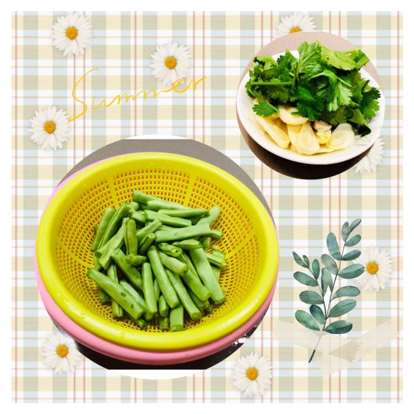 香菜拌干煸四季豆