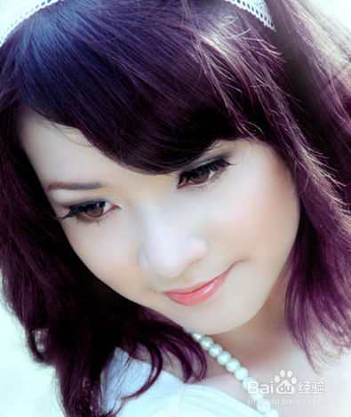 PS调出美女头像图片经典的朦胧紫色调