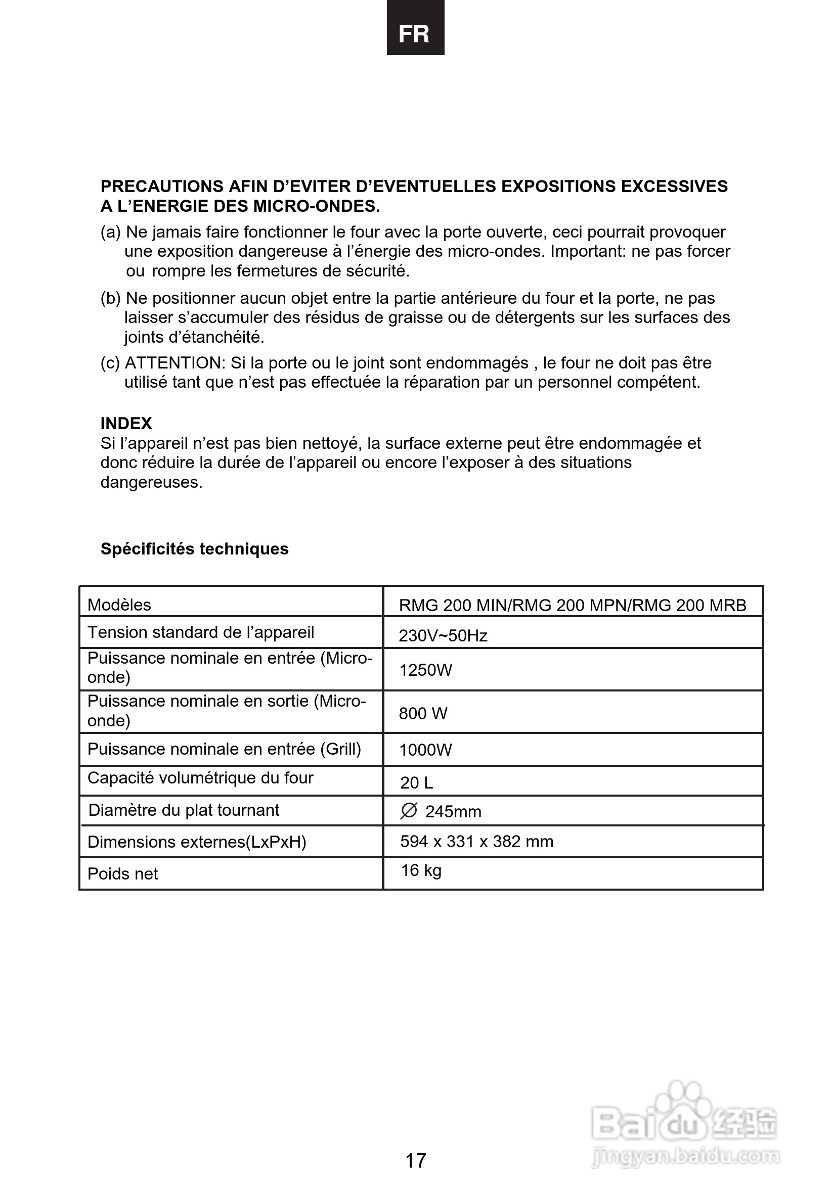 法国Rosieres RMG200MIN型微波炉说明书:[2]