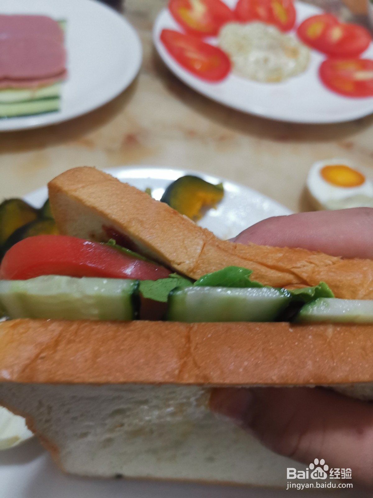 煎蛋火腿三明治