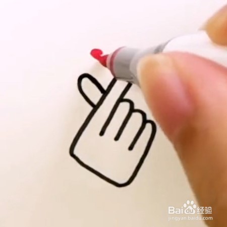 如何快速画出比心小手