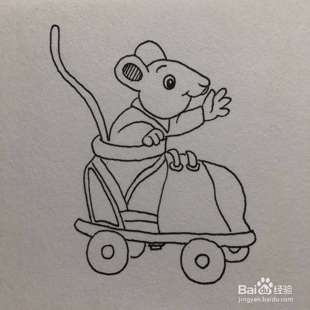 如何画一只玩溜冰鞋的小老鼠简笔画？