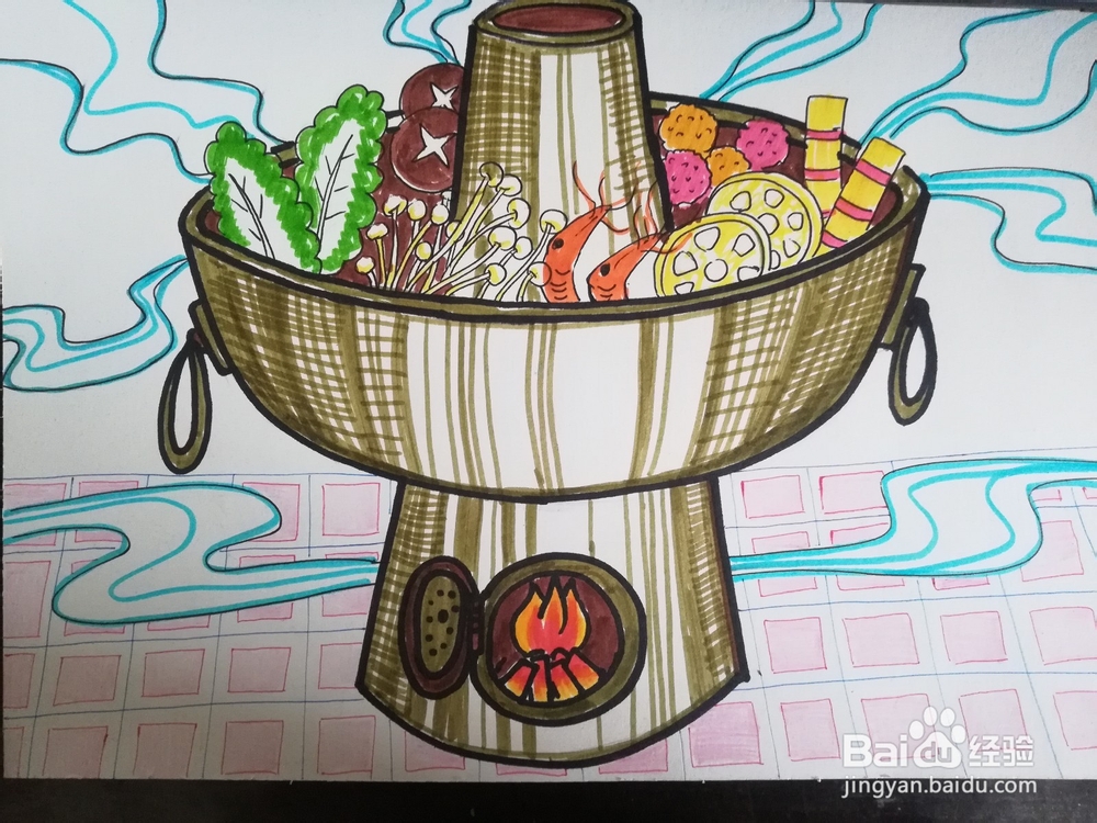 火锅儿童创意画教程
