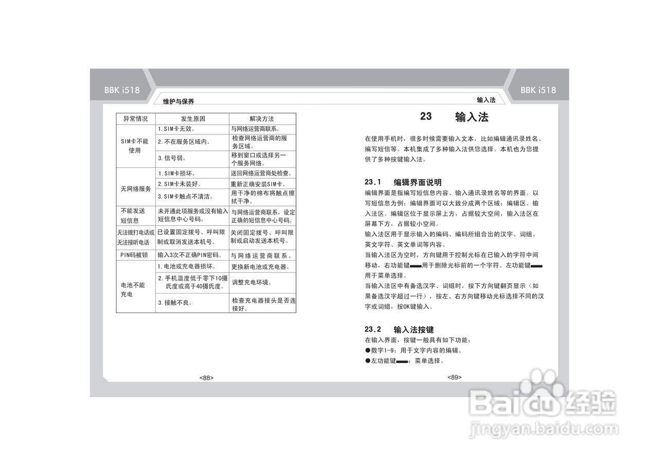 步步高i518手机使用说明书:[5]