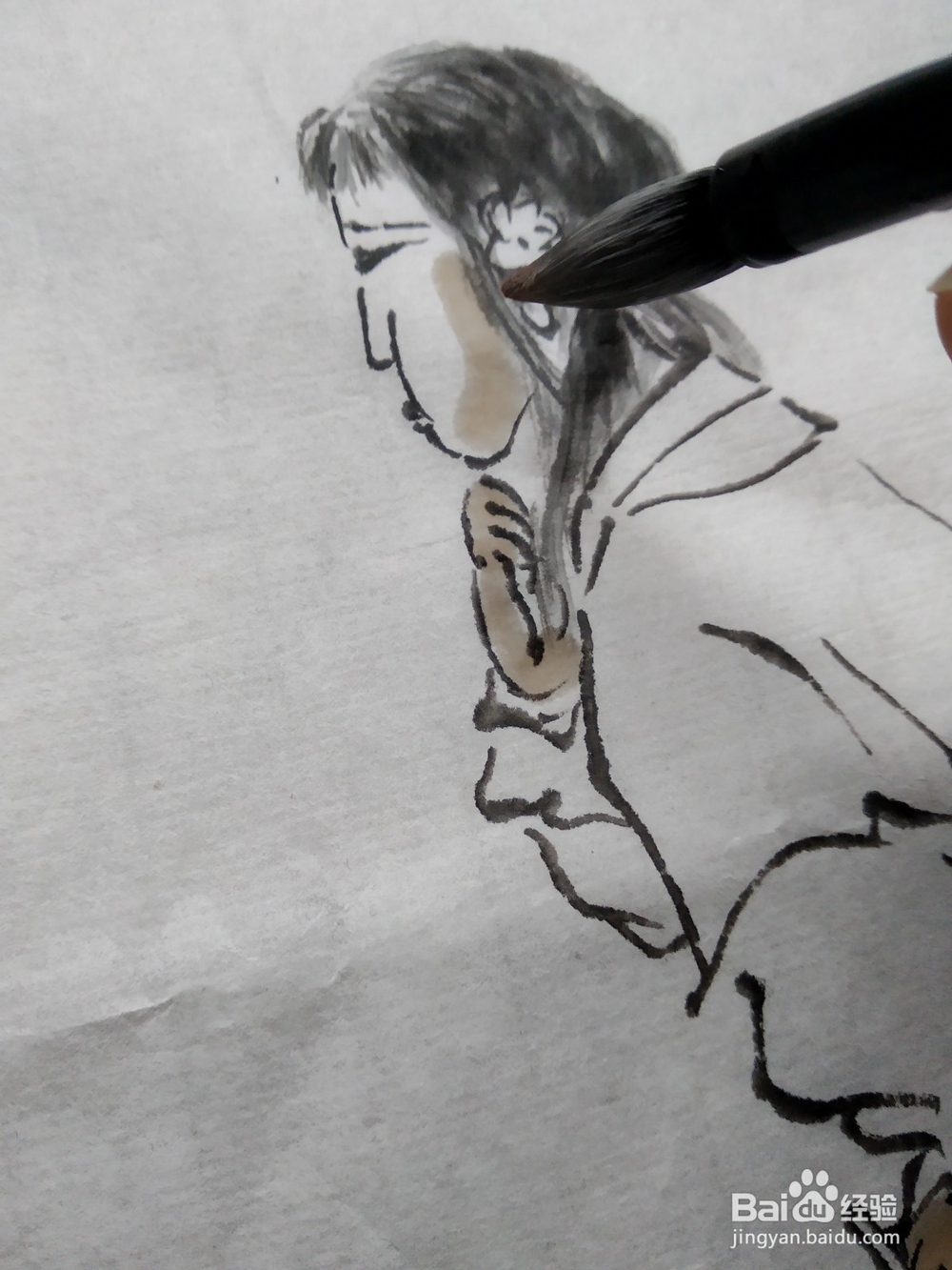 国画如何给白描的人物染颜色