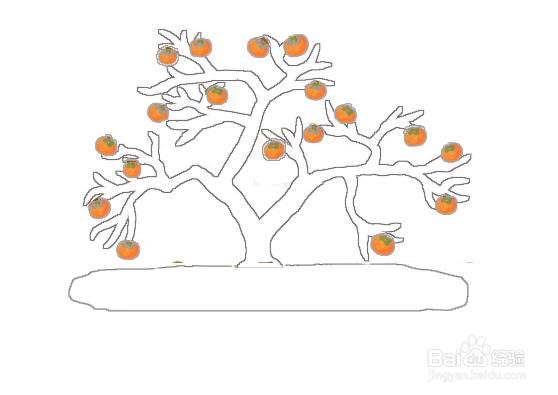 秋天的柿子树简笔画图片