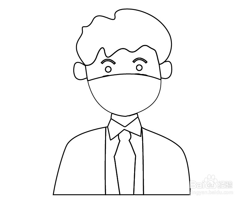 抗击疫情戴口罩简笔画