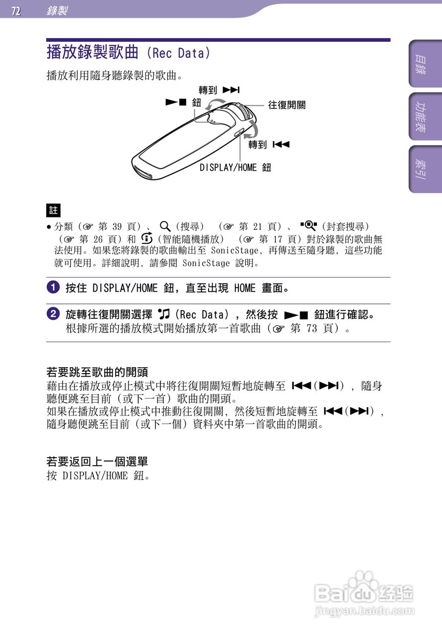 SONY索尼NW-S705F数码影音使用说明书:[8]