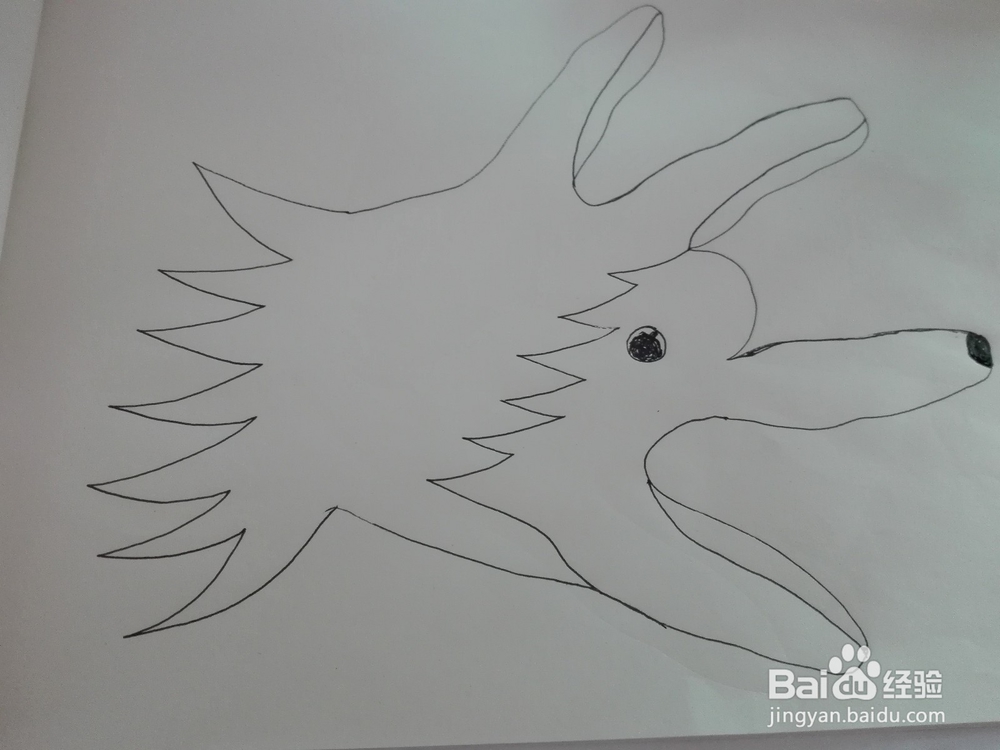 趣味画--手掌变狼狗