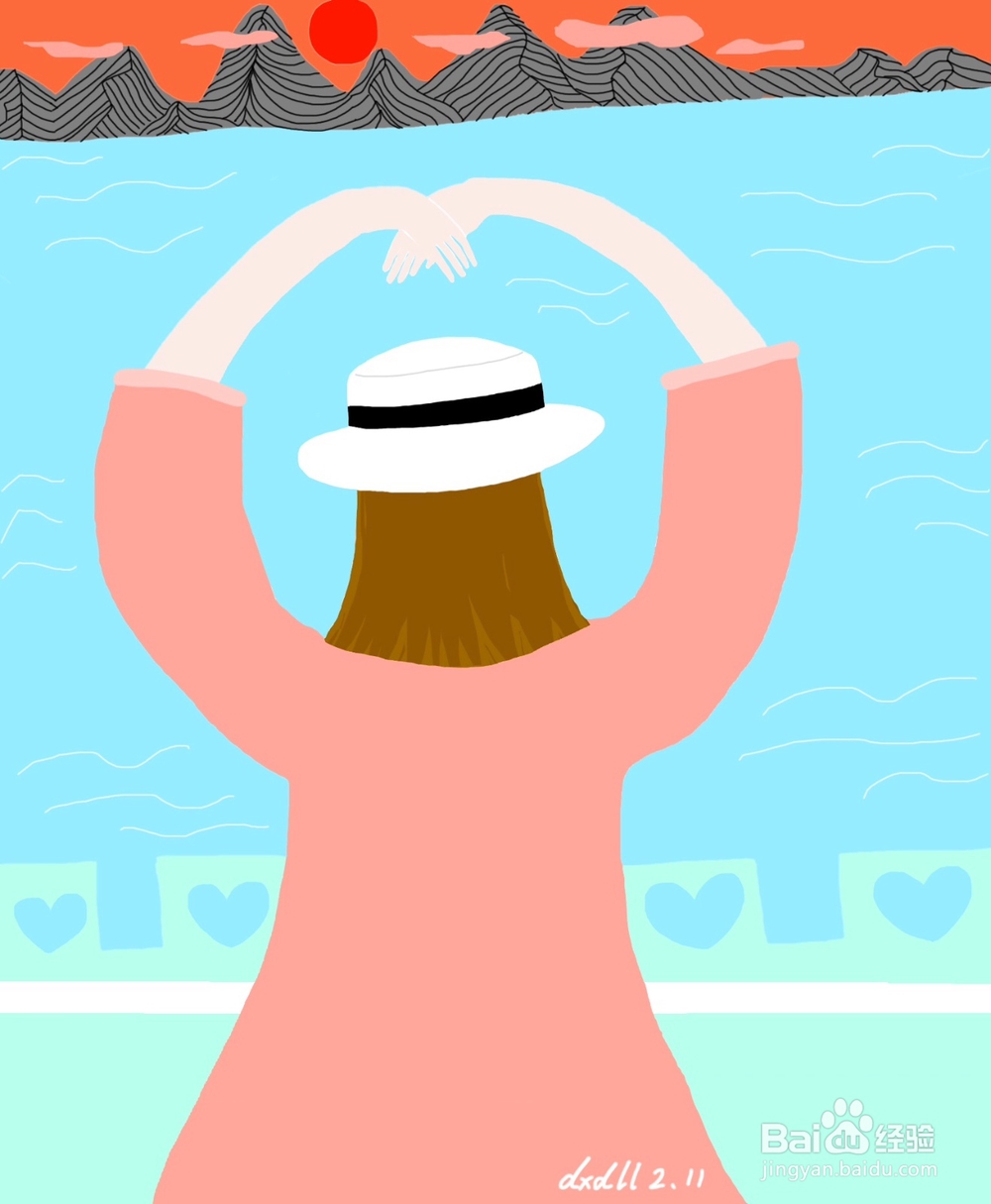 dxdll手绘之看落日的女孩