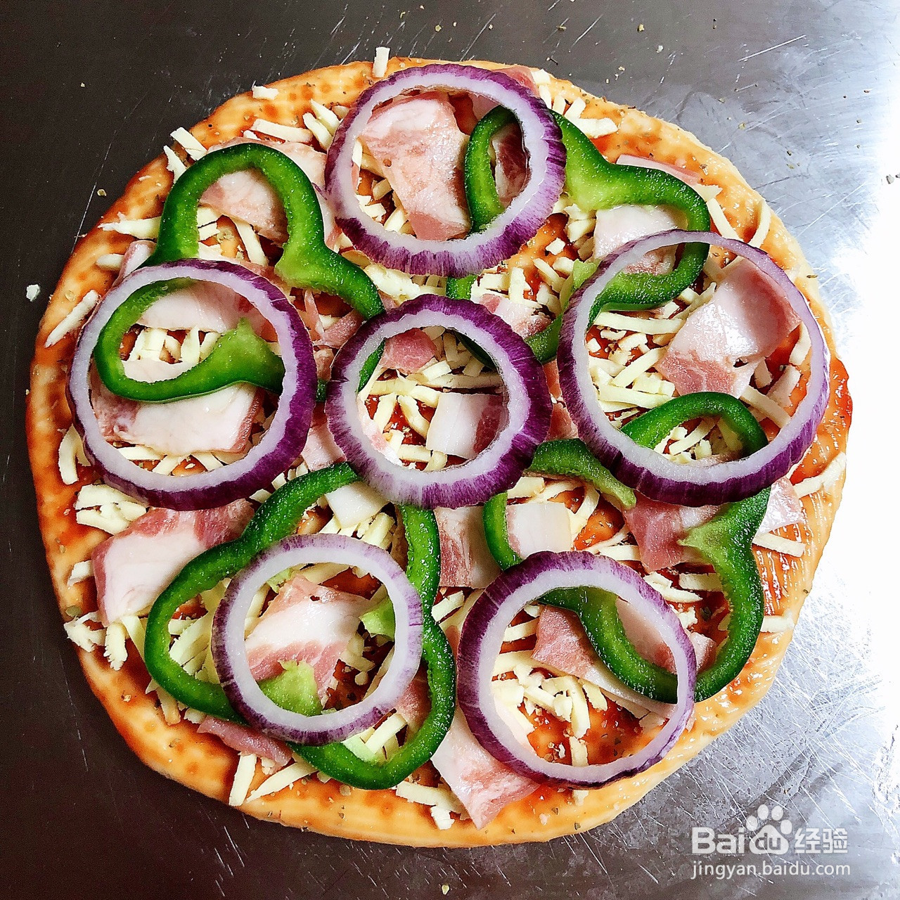 培根虾仁披萨的做法