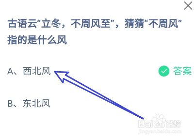 蚂蚁庄园2024.11.7：立冬不周风至指的是什么风