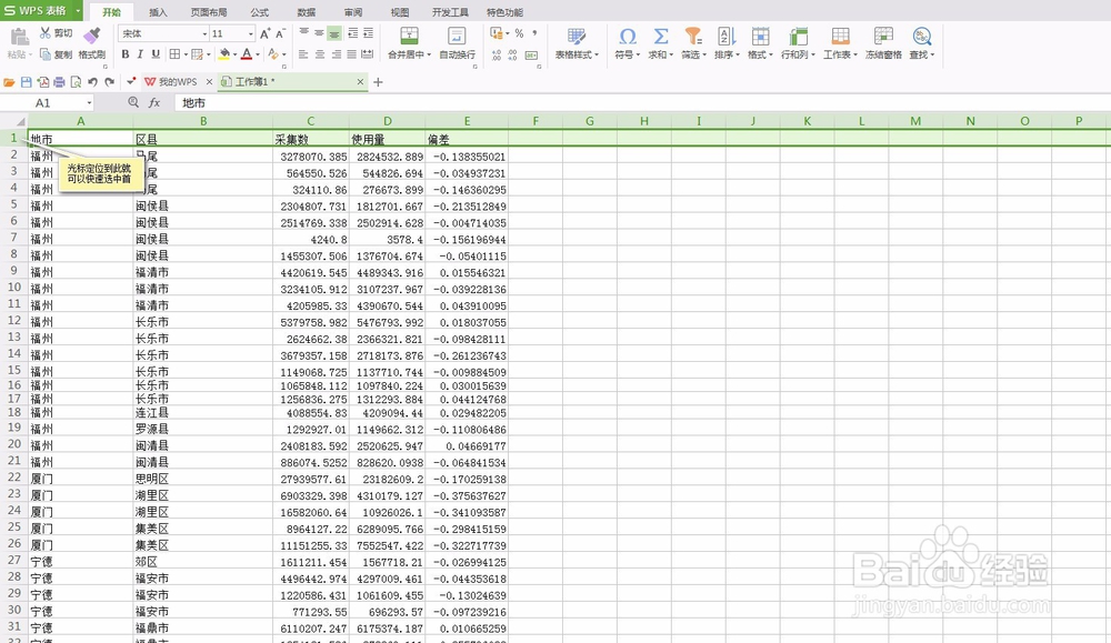 wps表格中如何锁定首行和首列