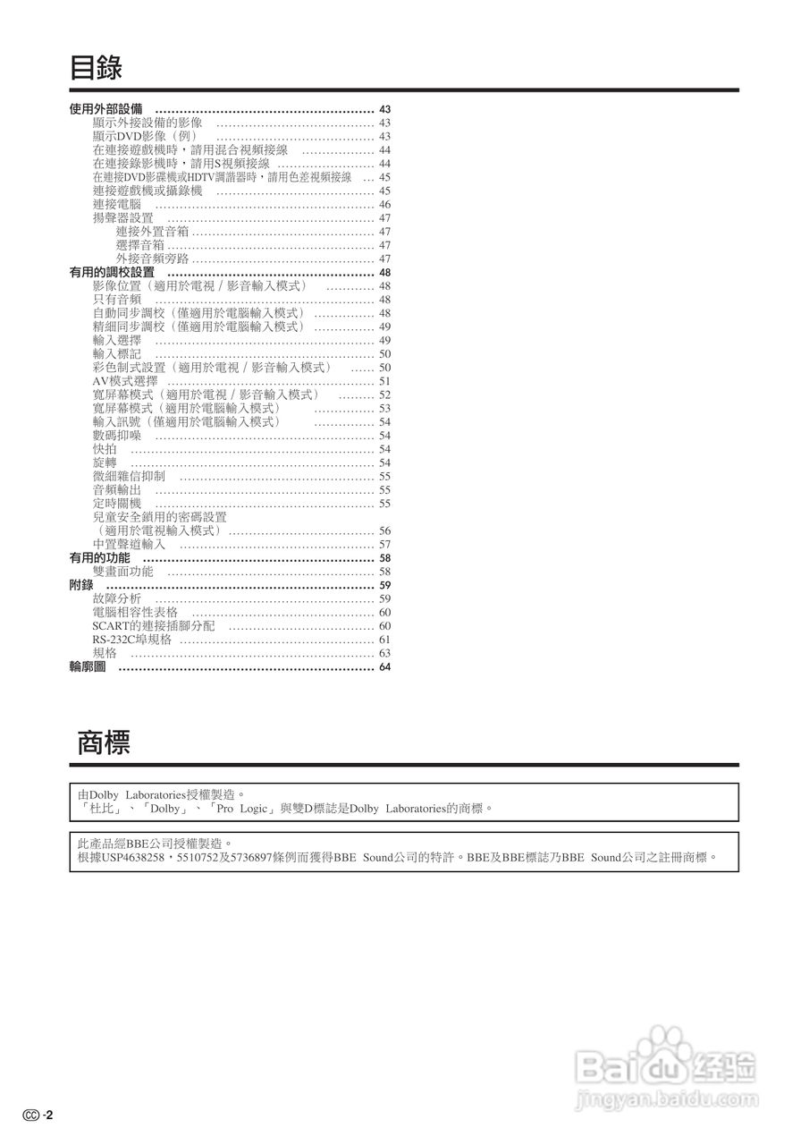 声宝LC-45G1H型液晶电视机说明书:[1]