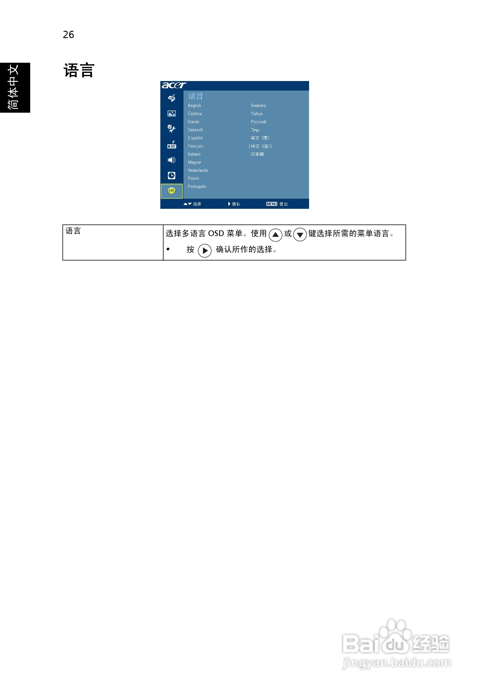 宏基P1166投影机使用说明书:[4]