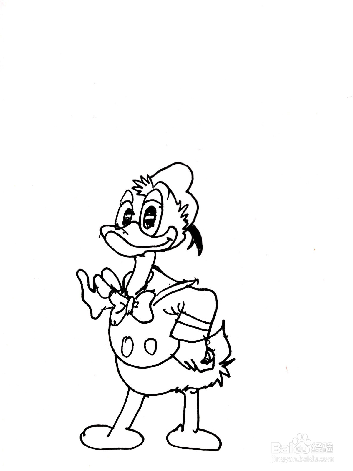 骄傲的唐老鸭线描画怎么画