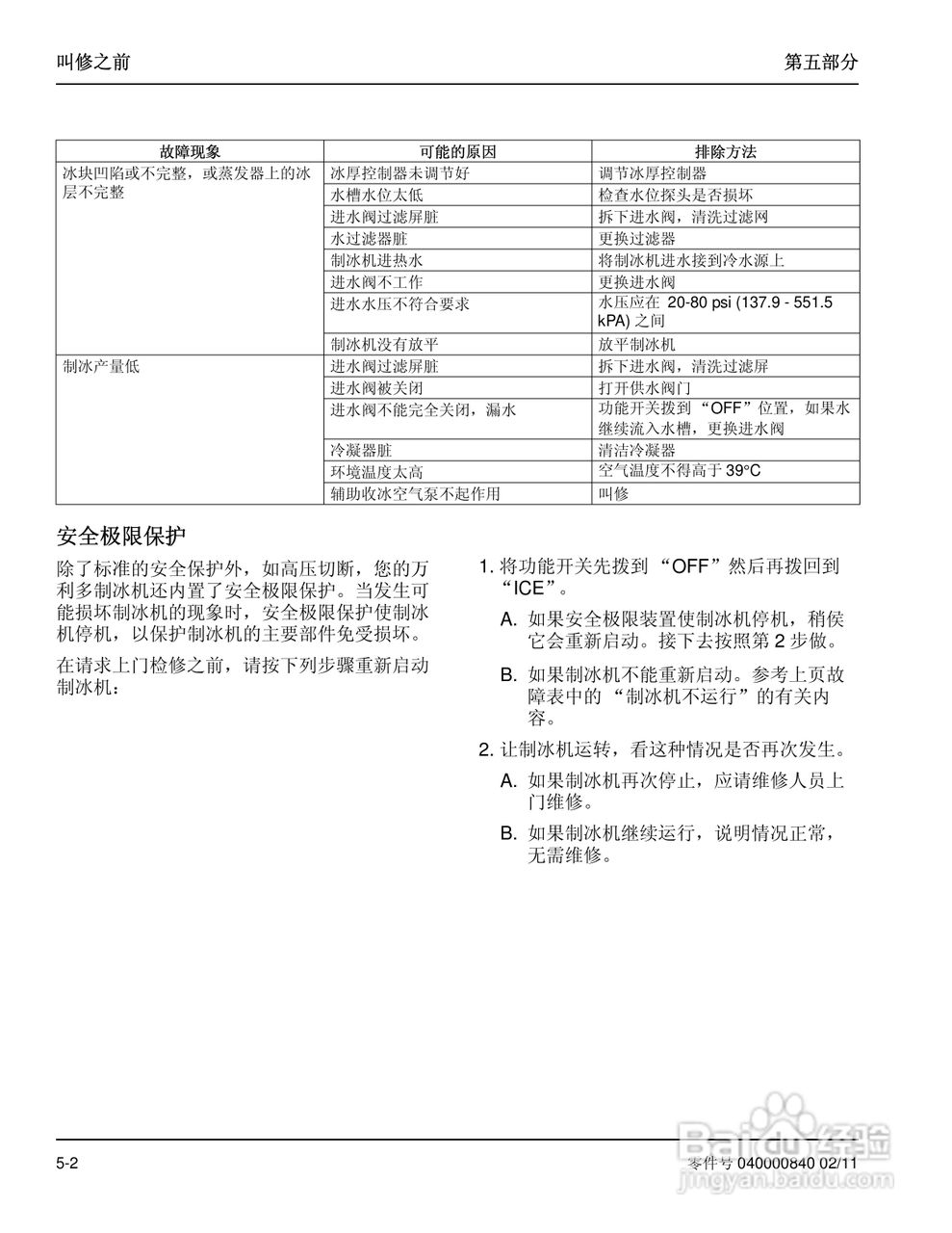Manitowoc万利多SY1404A制冰机说明书:[7]