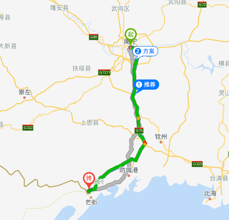 广西南宁到东兴有多少公里