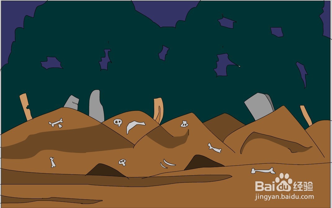 flash画一个坟地卡通场景