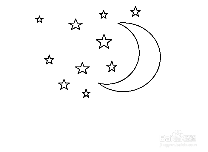 星星月亮简笔画可爱图片