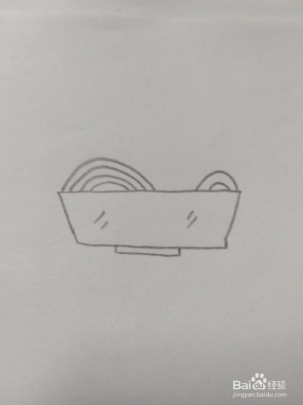 简笔画大碗面条加一根勺