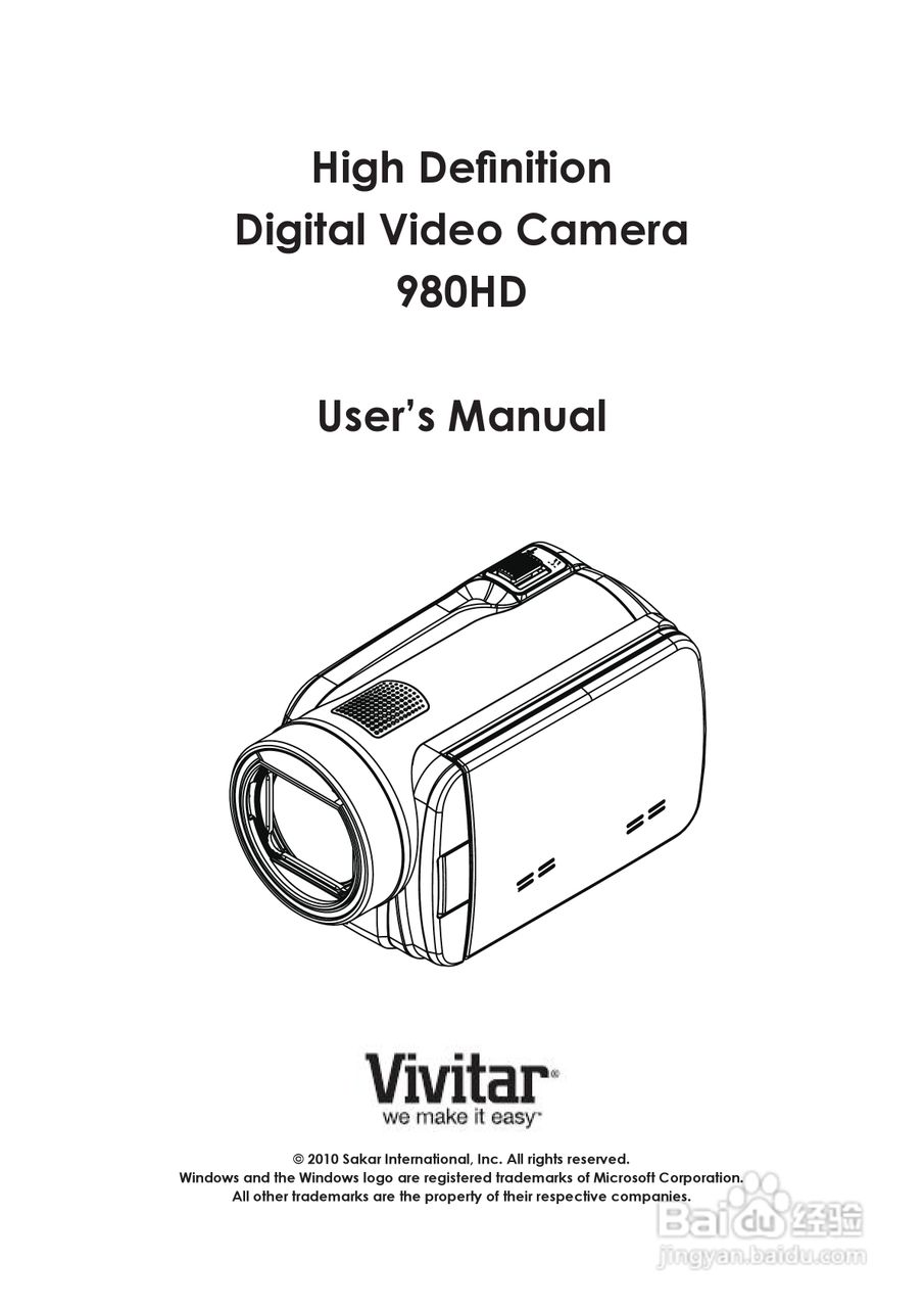 威达Vivitar DVR 980HD数码摄像机使用说明书:[1]