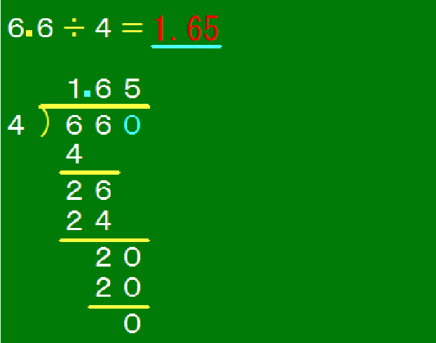 6.6÷4列竖式计算
