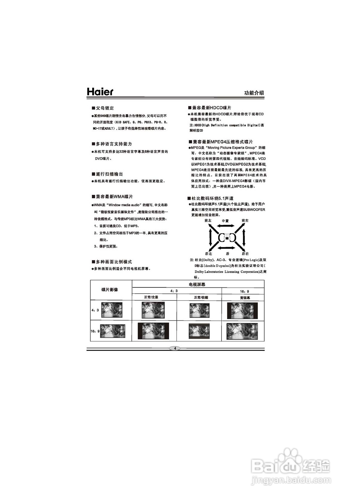海尔DVD-H6651影碟机使用说明书:[1]