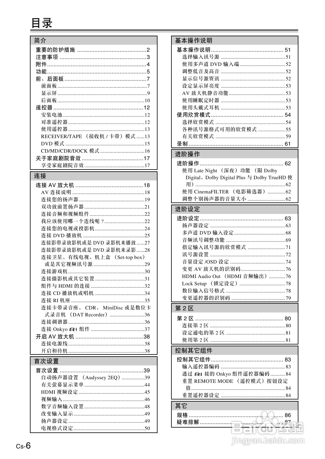 安桥AV放大机TX-SA605型使用说明书:[1]