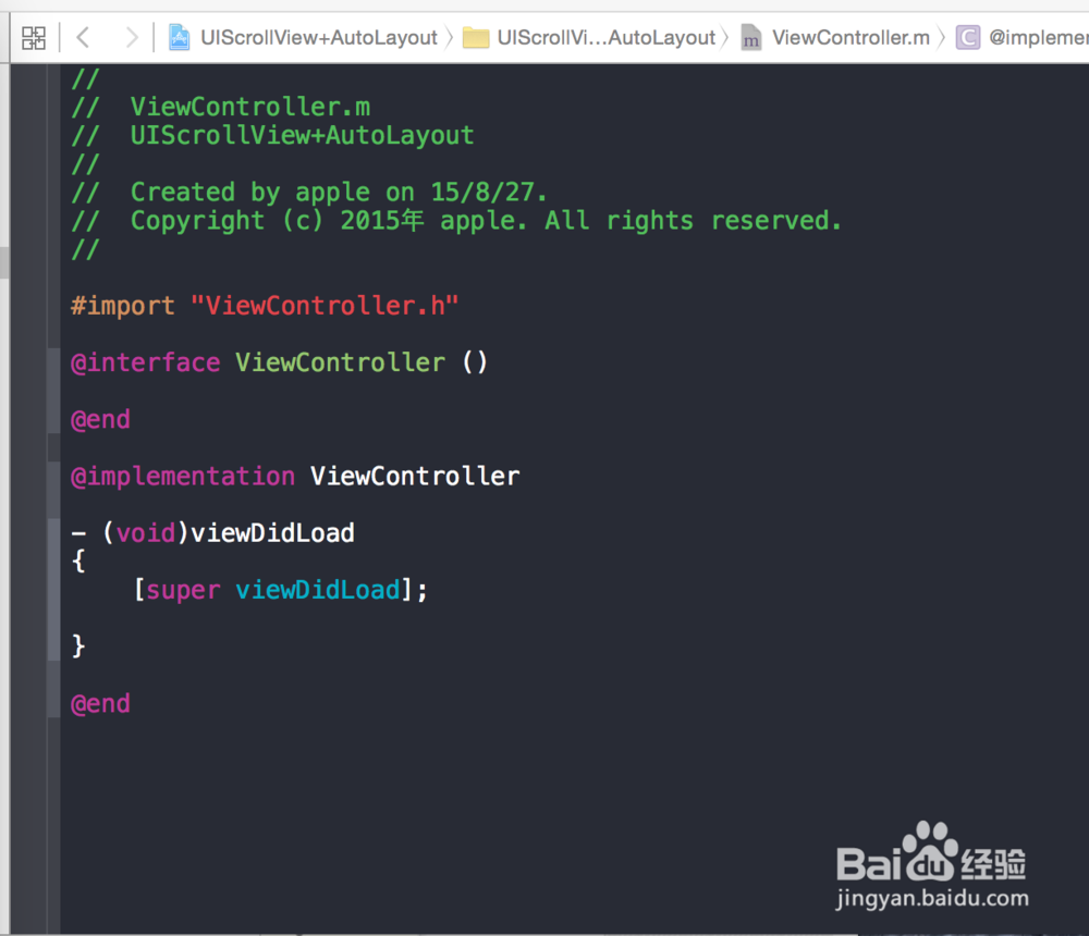 给UIScrollView+代码约束