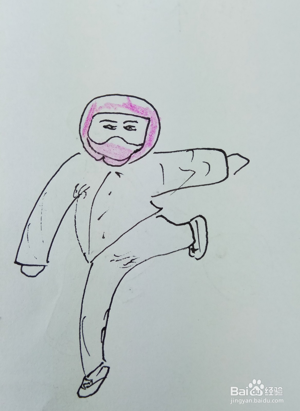 怎样画简笔画“带头盔的小孩”
