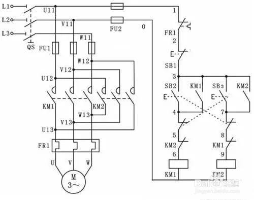 7,電動機的雙重互鎖的正反轉控制電路原理圖