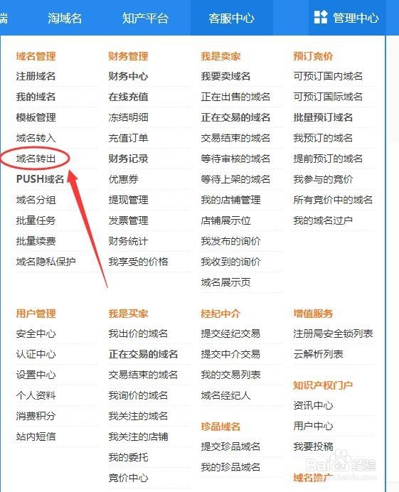 易名中国转出域名