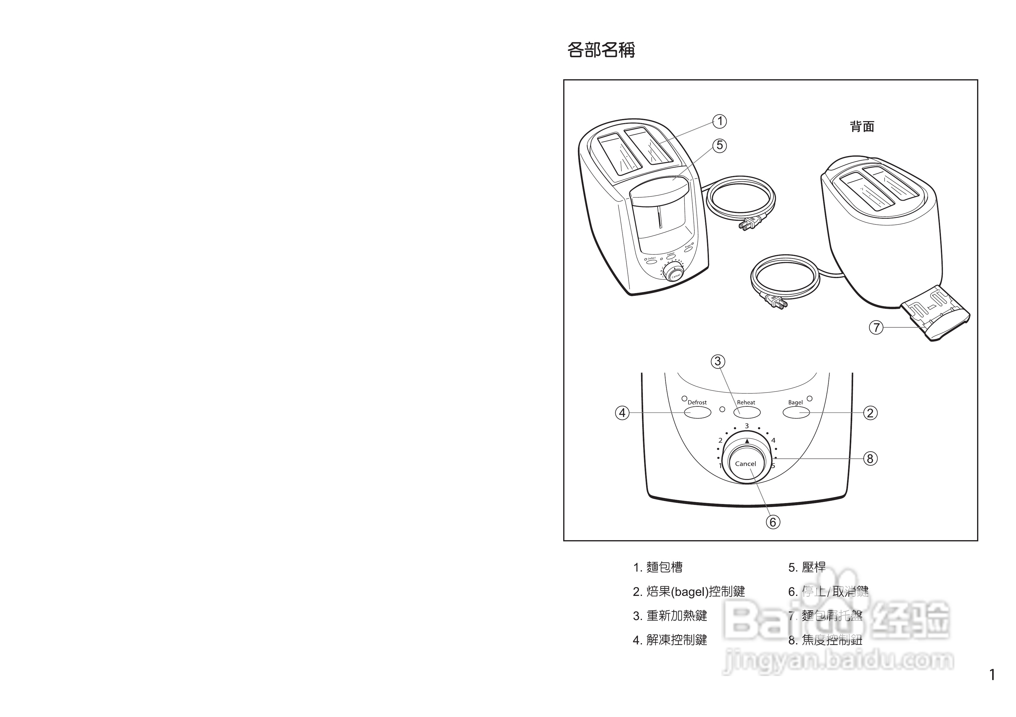 伊莱克斯ets100烤面包机说明书