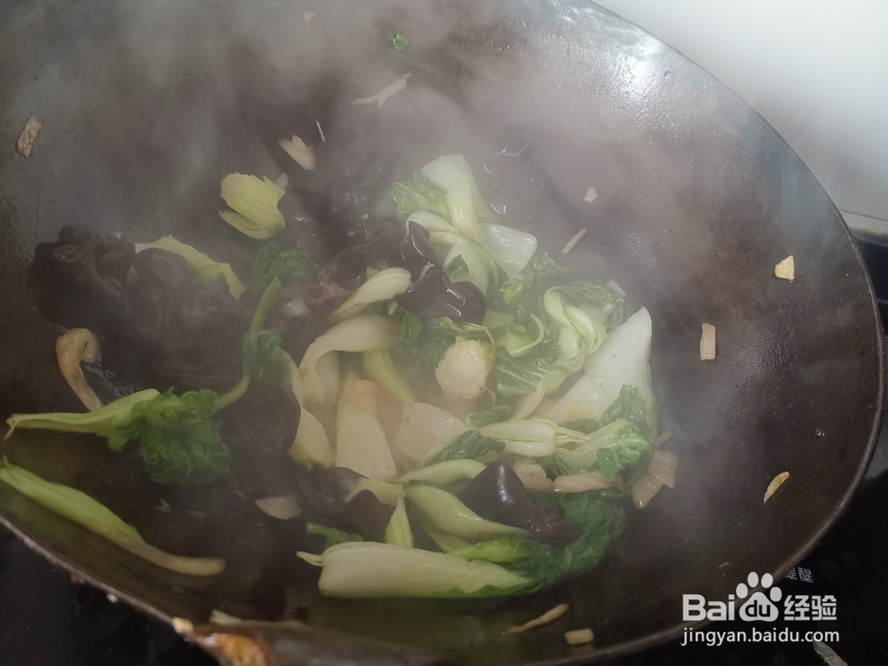 如何做油菜炒木耳