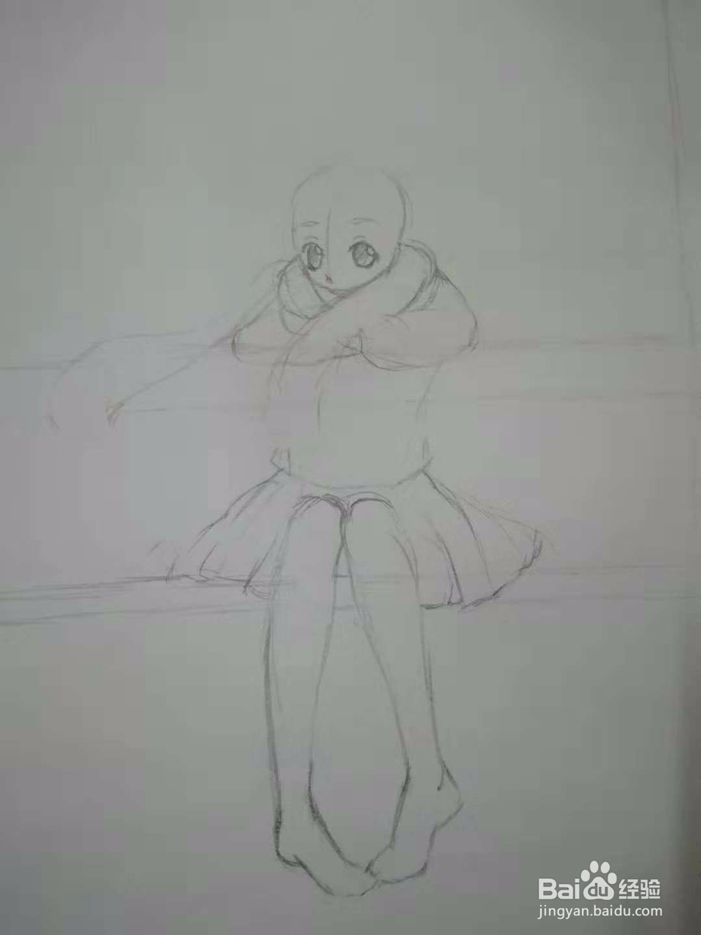 《趴在窗台上的少女》漫画人物手绘线稿教程