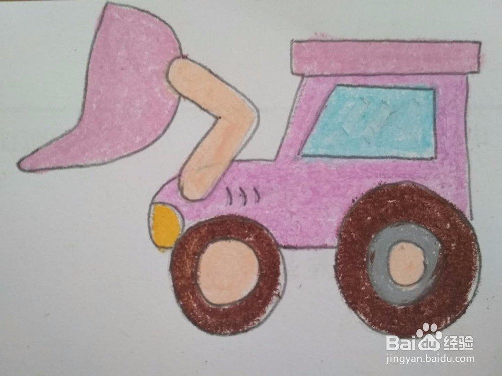 多妈简笔画工程车一辆推土机