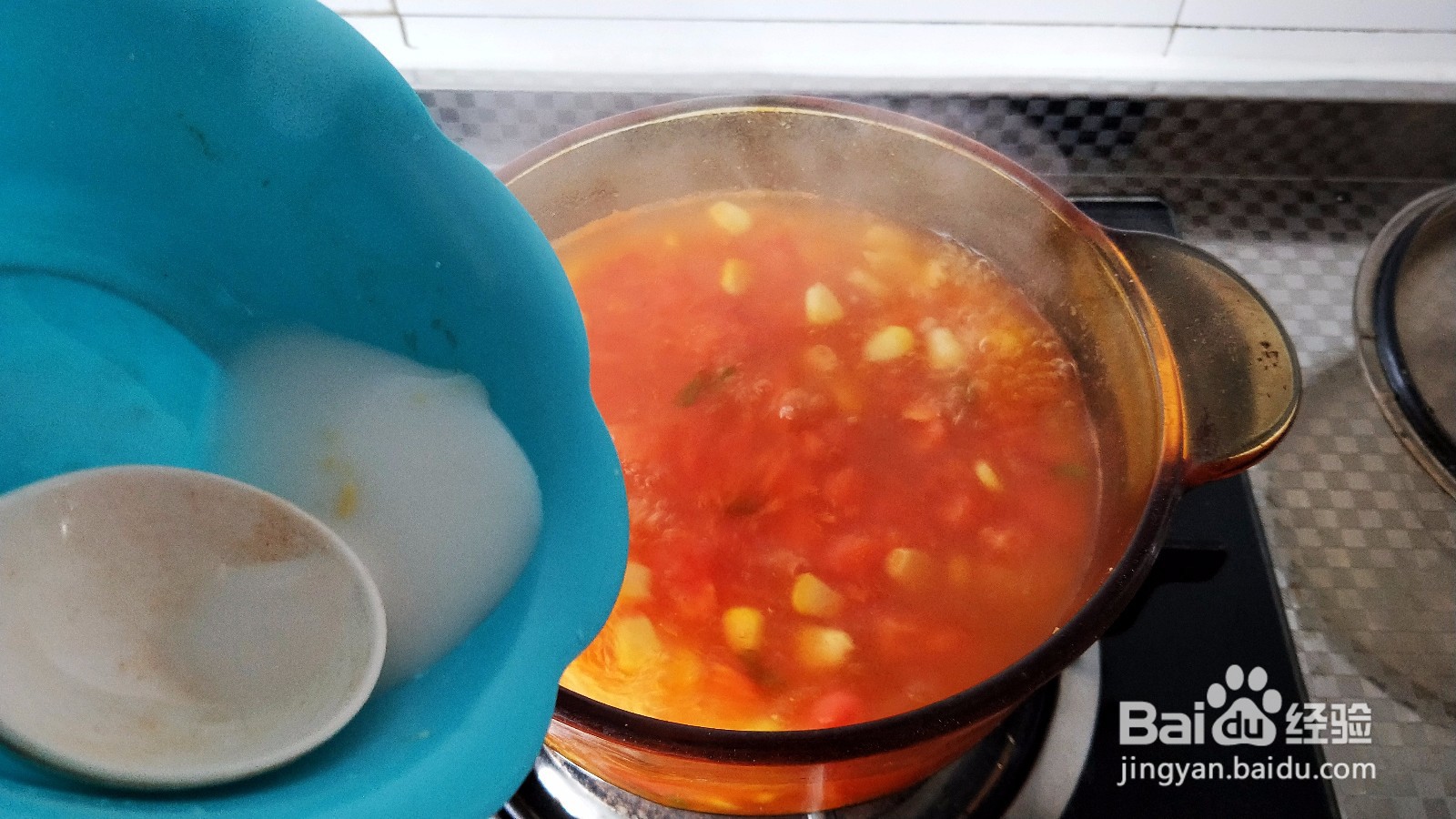 超鲜的番茄玉米蛋羹!