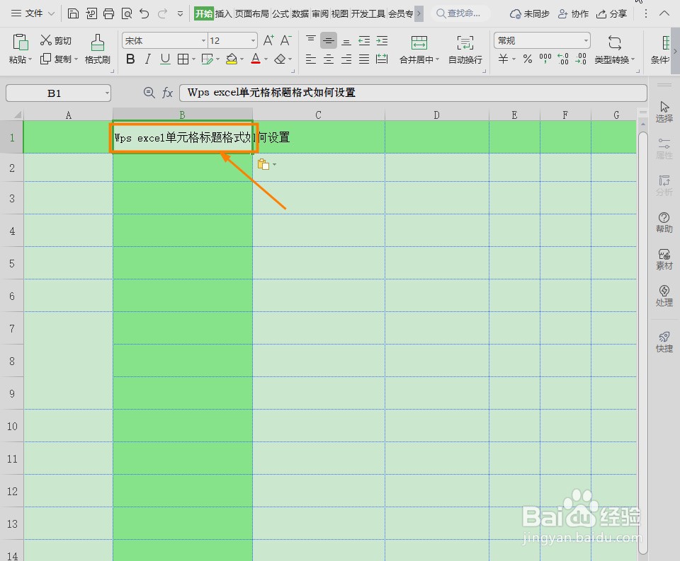 Wps excel单元格标题格式如何设置