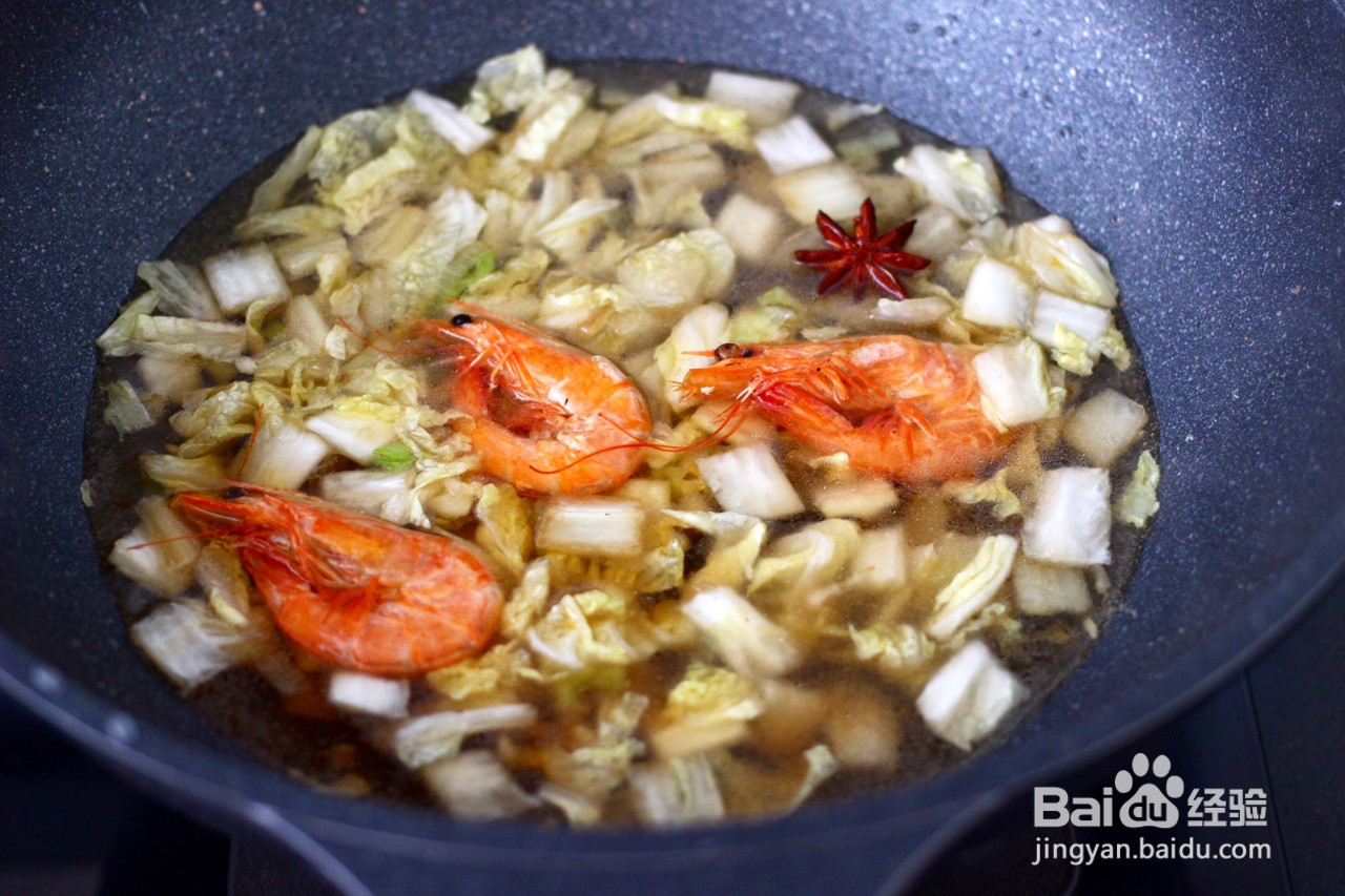 大白菜海虾打卤面的做法
