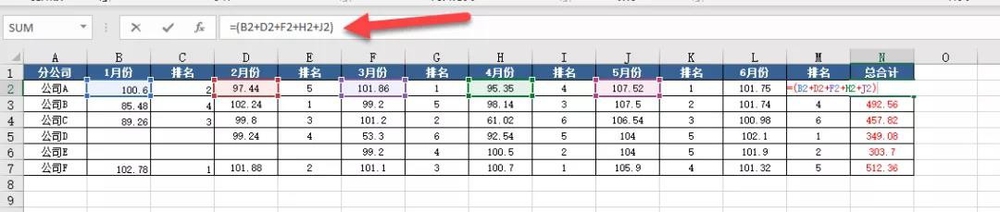 excel如何快随隔行求每月销量的总计
